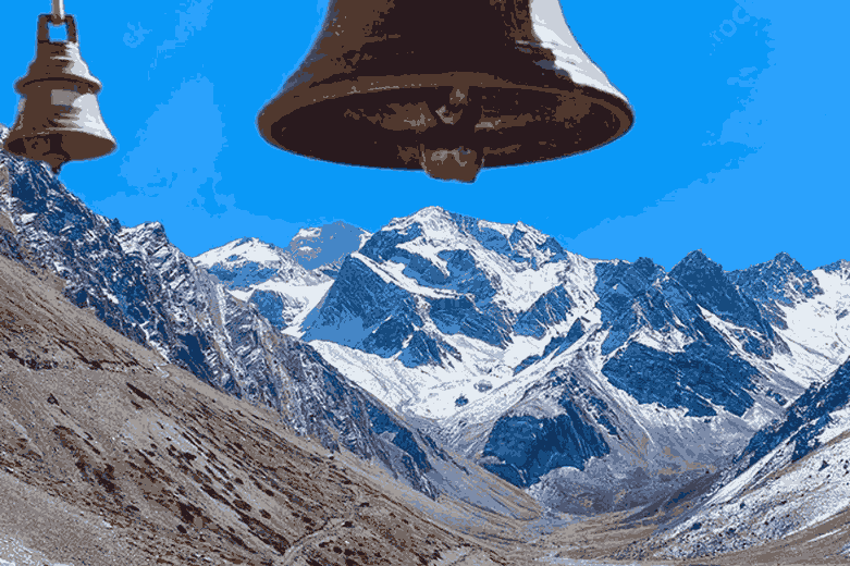 Om Parvat mountain with natural ॐ symbol in snow Uttarakhand