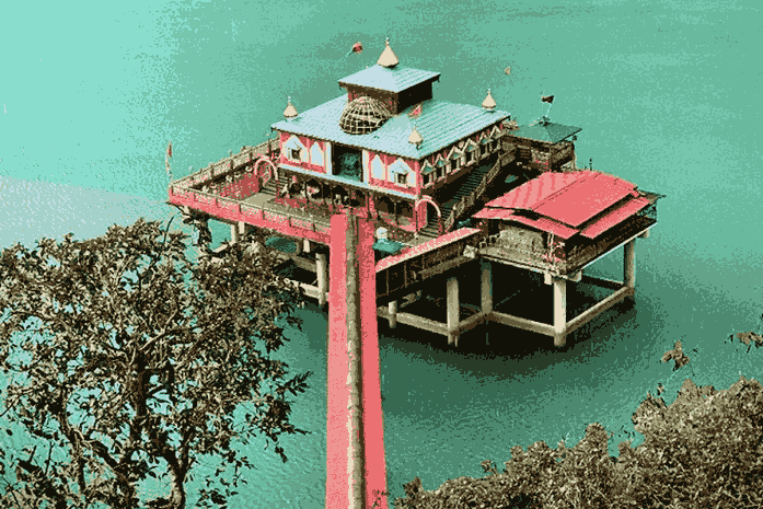 Dhari Devi Temple in the middle of Alaknanda River Uttarakhand