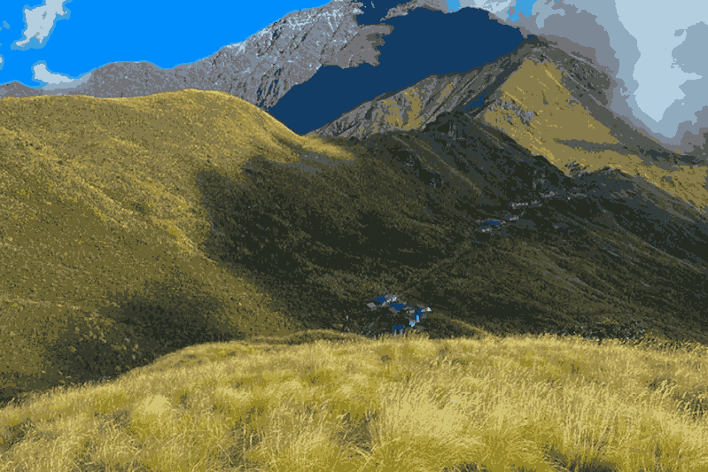Himalayan view from Rudranath trek route with valley scenery
