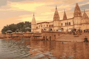 Peaceful view of Guptar Ghat in Ayodhya with river scenery