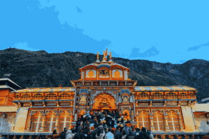 Vishal Badri (Badrinath) Temple surrounded by the Garhwal Himalayas in Uttarakhand